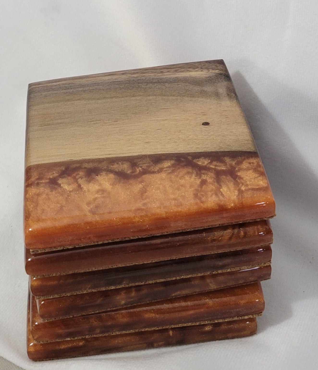 Copper Creek – Black Walnut Coaster Set with Copper Epoxy