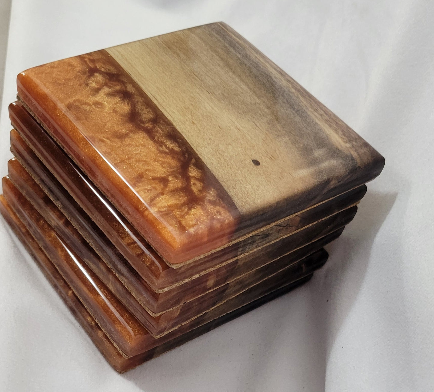 Copper Creek – Black Walnut Coaster Set with Copper Epoxy