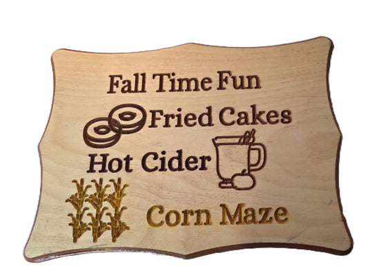Fall Time Fun – Engraved Birch Wood Autumn Sign