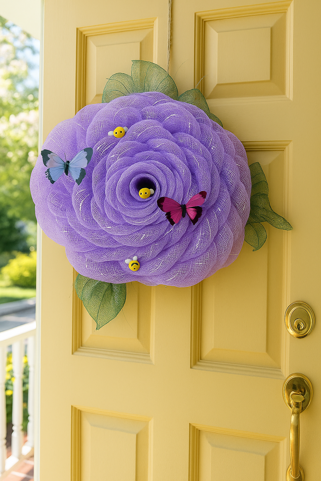 Summer Radiance – Purple Petal Wreath with Butterflies & Bees
