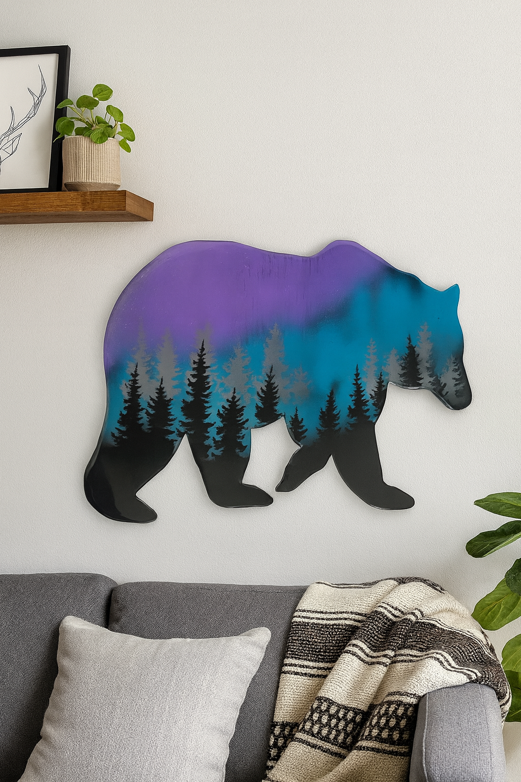 Roaming the Northern Lights!-Aurora Borealis Bear Handmade –