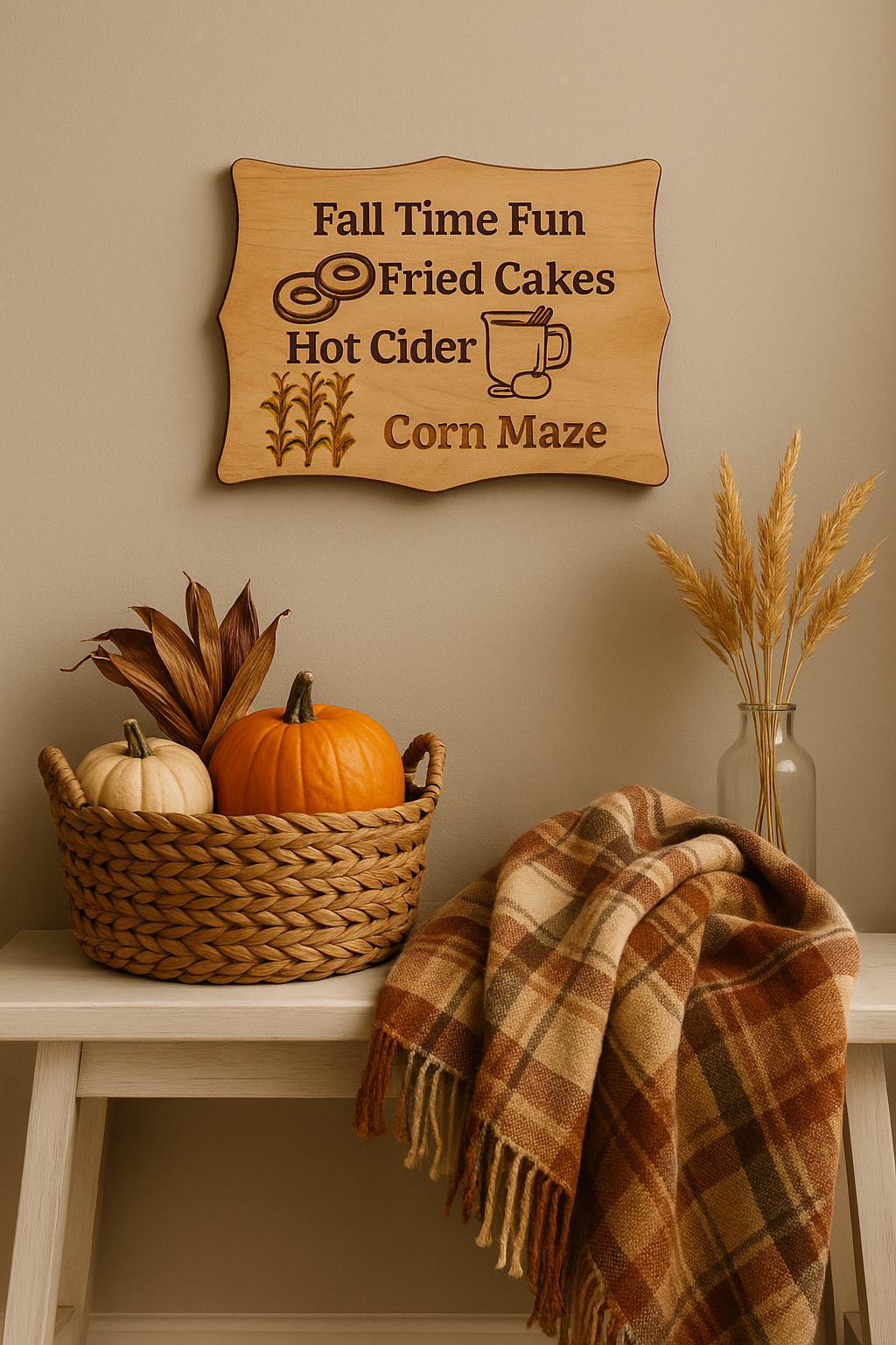 Fall Time Fun – Engraved Birch Wood Autumn Sign