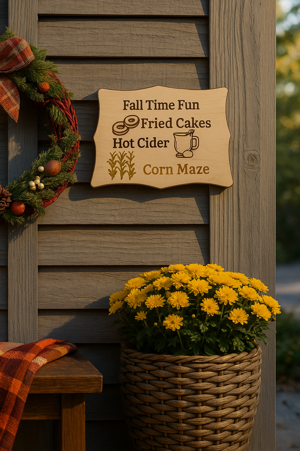 Fall Time Fun – Engraved Birch Wood Autumn Sign
