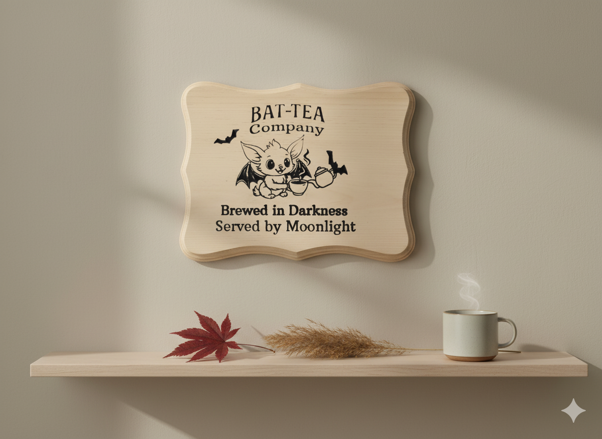 Bat-Tea Company – Brewed in Darkness Wall Décor Sign