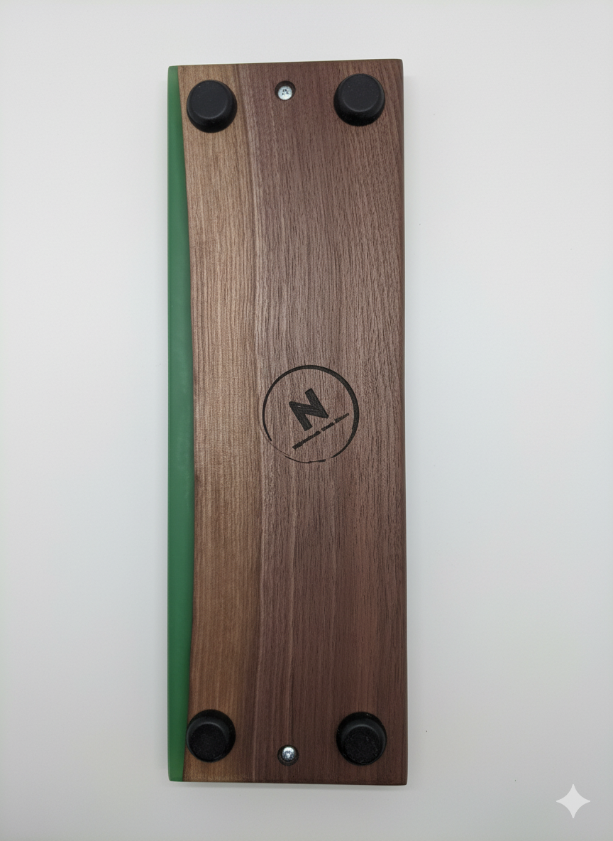Emerald Tide Handmade Black Walnut Charcuterie Board with Green Epoxy River
