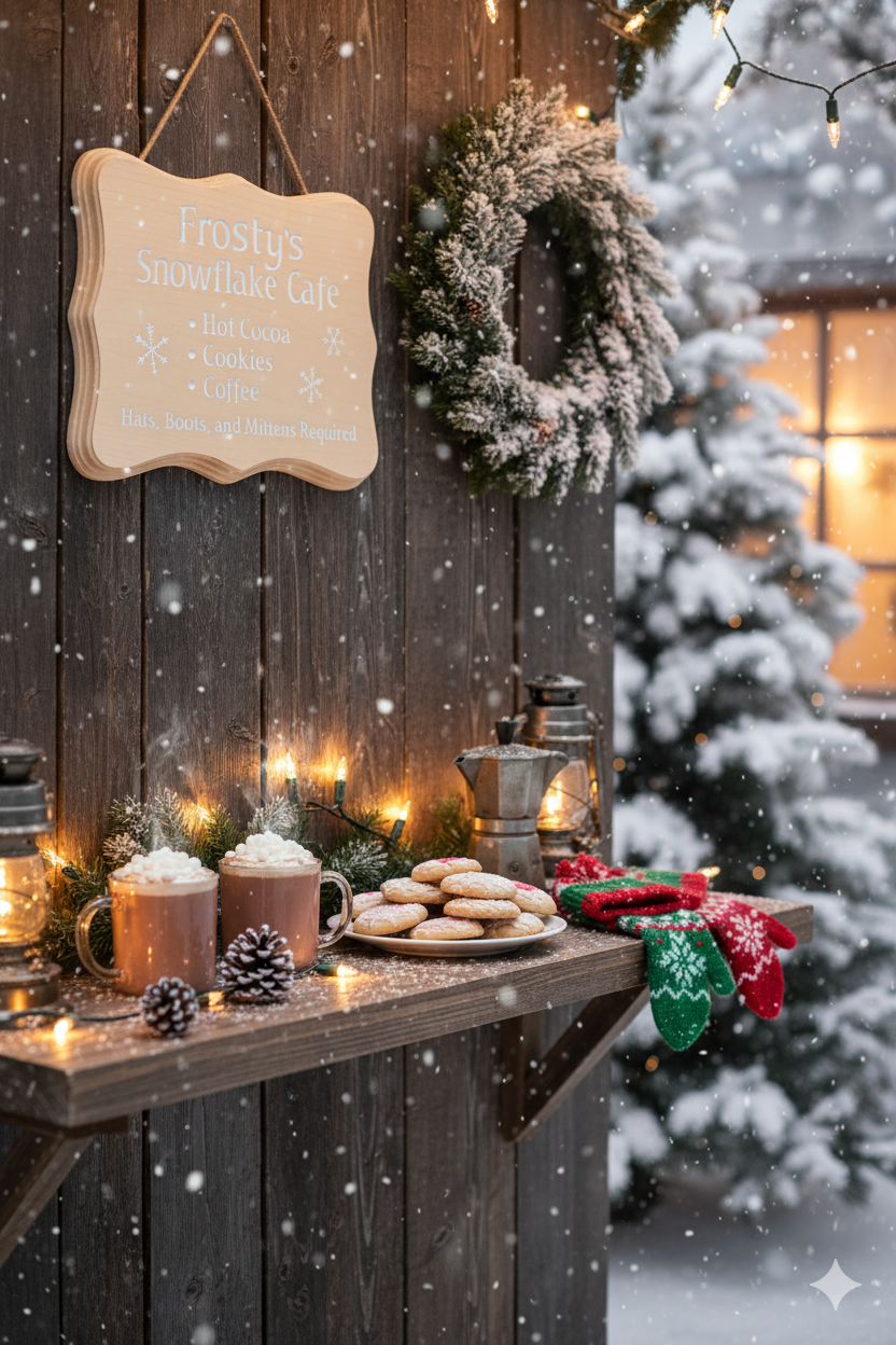 Frosty’s Snowflake Café – Winter Hot Cocoa Décor Sign