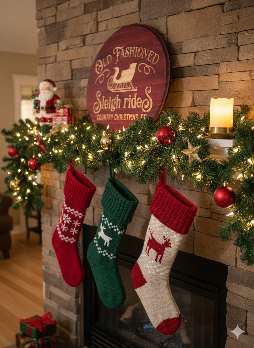 Old-Fashioned Sleigh Rides – Country Christmas Décor Sign