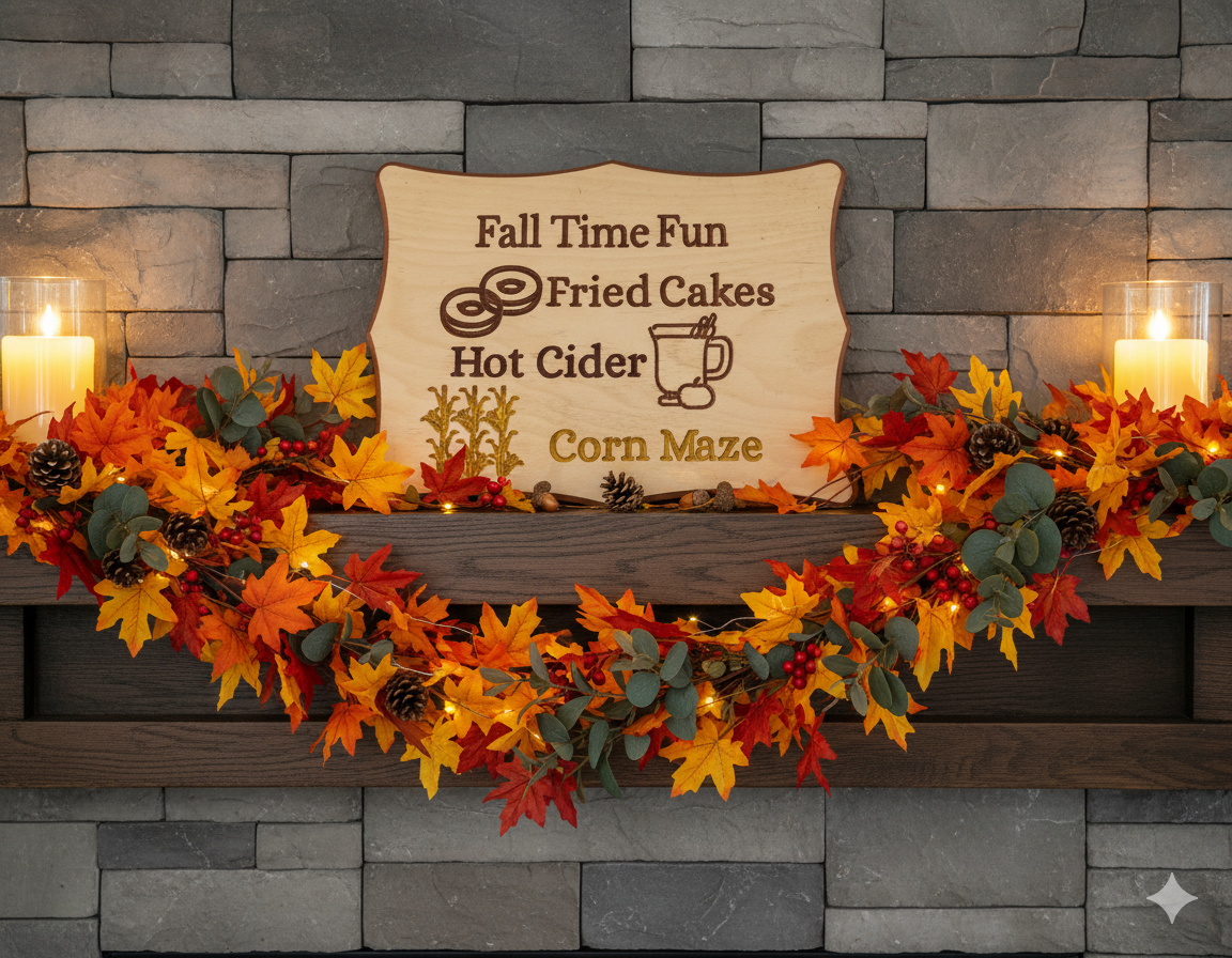Fall Time Fun – Engraved Birch Wood Autumn Sign