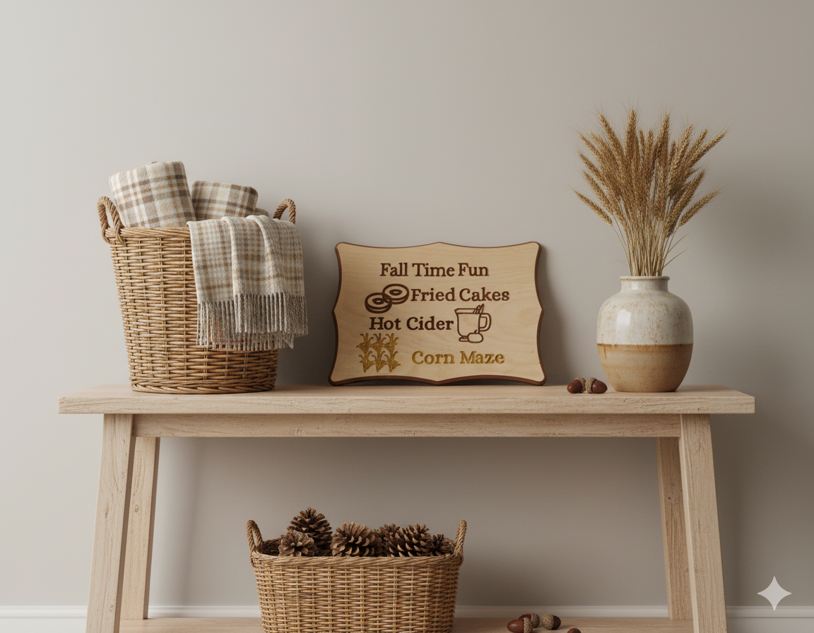 Fall Time Fun – Engraved Birch Wood Autumn Sign