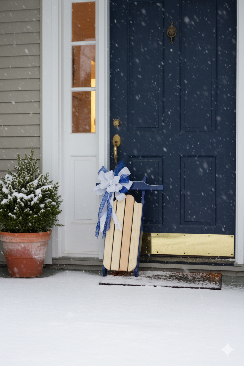 Blue Winter Elegance Sled Decor Sled