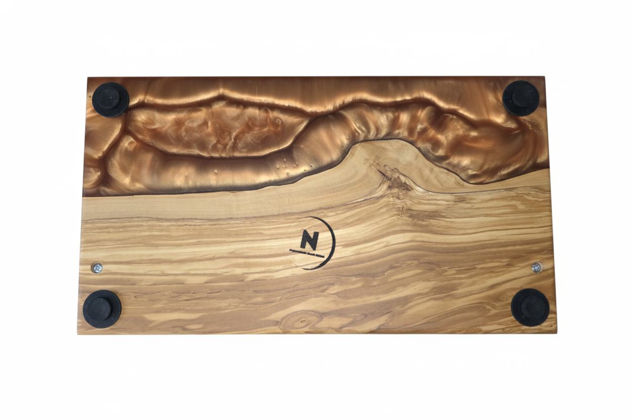 Desert Ember – Olivewood & Copper Resin Charcuterie Board