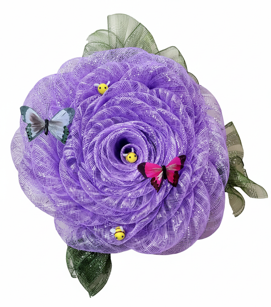 Summer Radiance – Purple Petal Wreath with Butterflies & Bees
