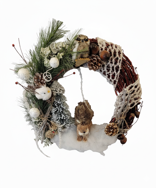 Winter Woodland Whimsy Wreath,Squirrel wreath, Decor, Winter Wonderland, Festive Home Decor,Woodland Winter Wreath, Woodland Friends Wreath