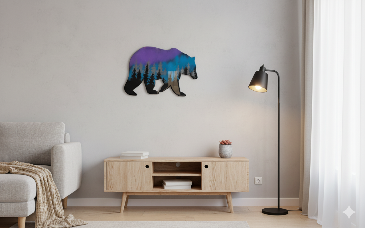 Roaming the Northern Lights!-Aurora Borealis Bear Handmade –