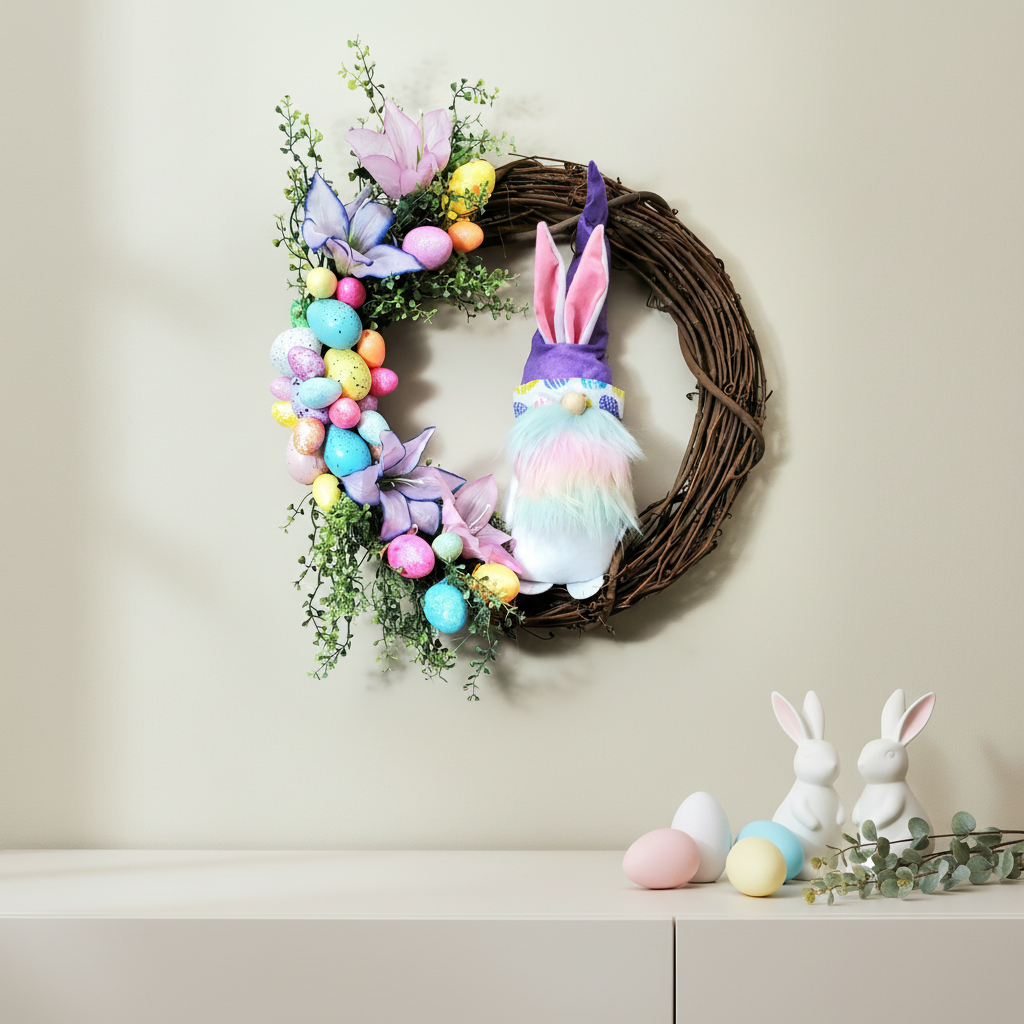 Egg Hunt Hideaway – Bunny Gnome Spring Wreath