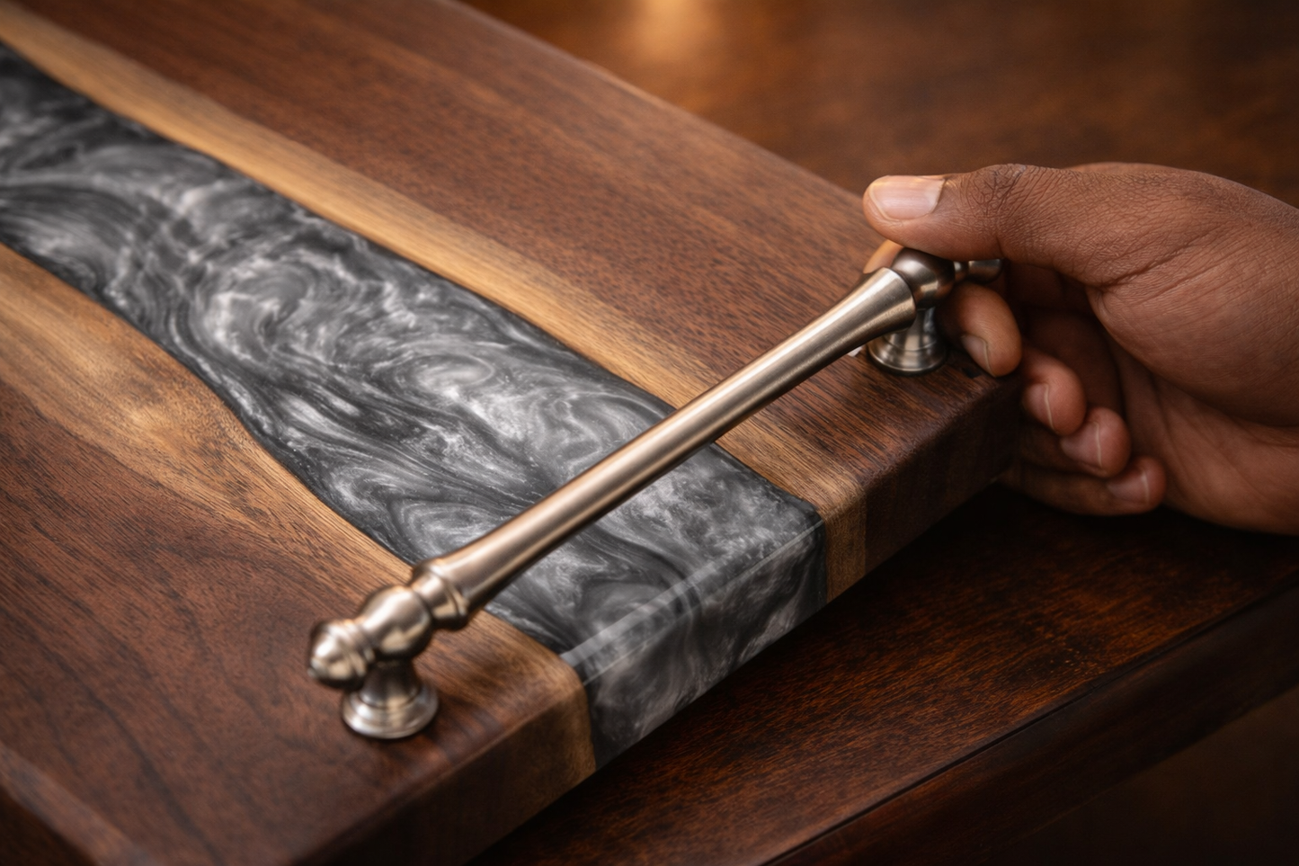 Silver Channel – Black Walnut Charcuterie Board