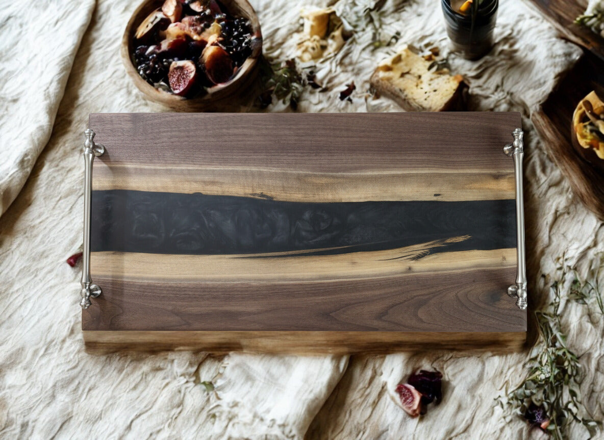 Midnight Divide – Black Walnut Epoxy River Board