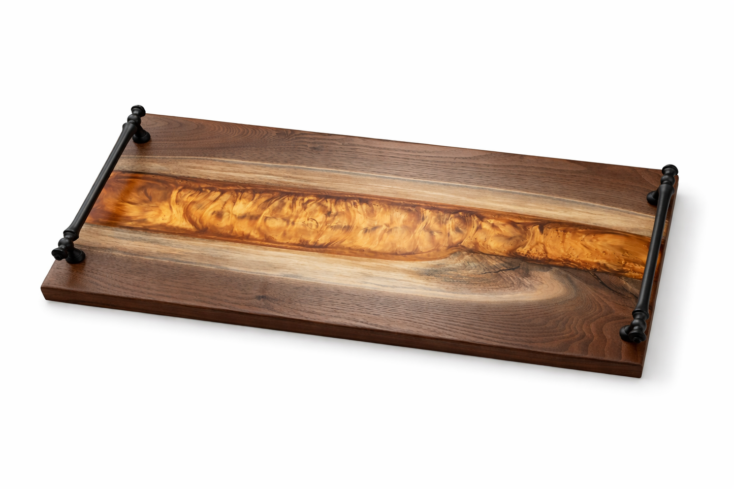 Copper Current – Black Walnut Charcuterie Board with Resin River