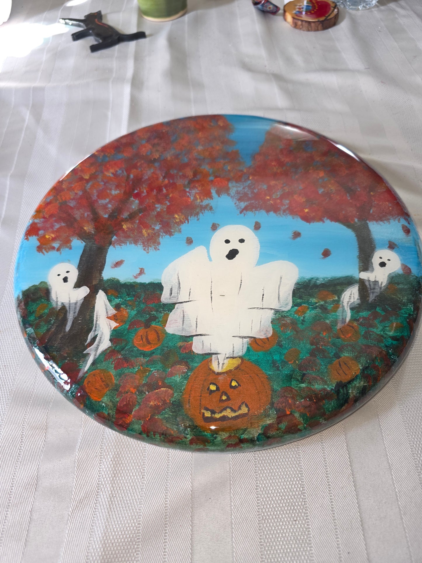 Pumpkin Patch Haunting – Hand Painted Ghost Scene