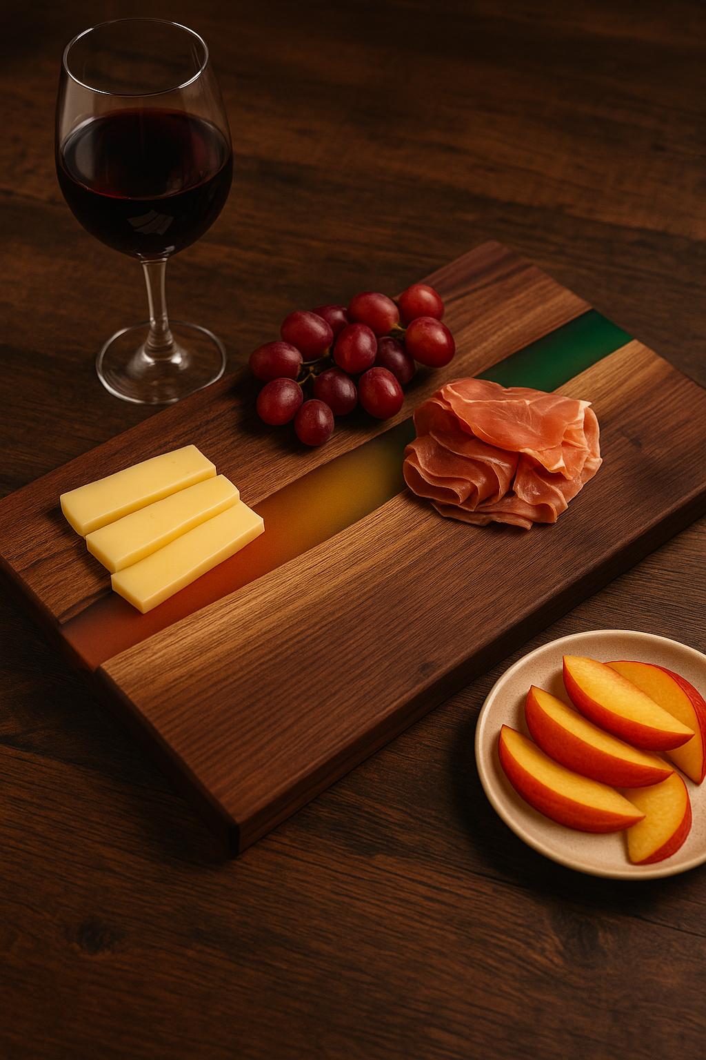 Autumnal Solar Drift – Black Walnut River Charcuterie Board