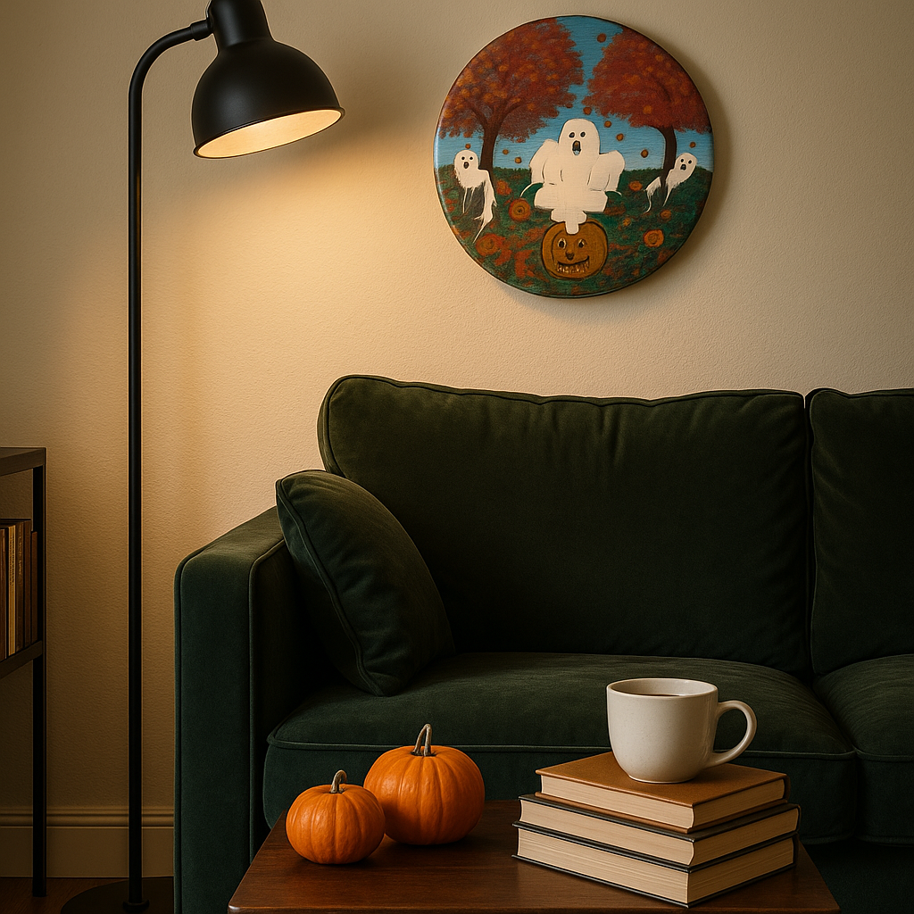 Pumpkin Patch Haunting – Hand Painted Ghost Scene