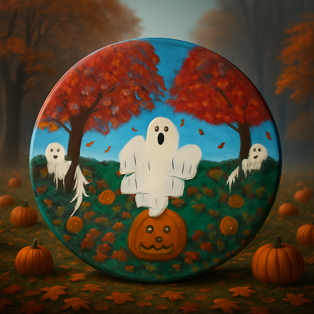 Pumpkin Patch Haunting – Hand Painted Ghost Scene