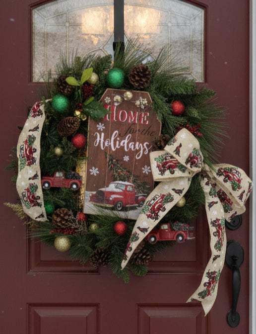 Home for the Holidays – Red Truck Christmas Wreath