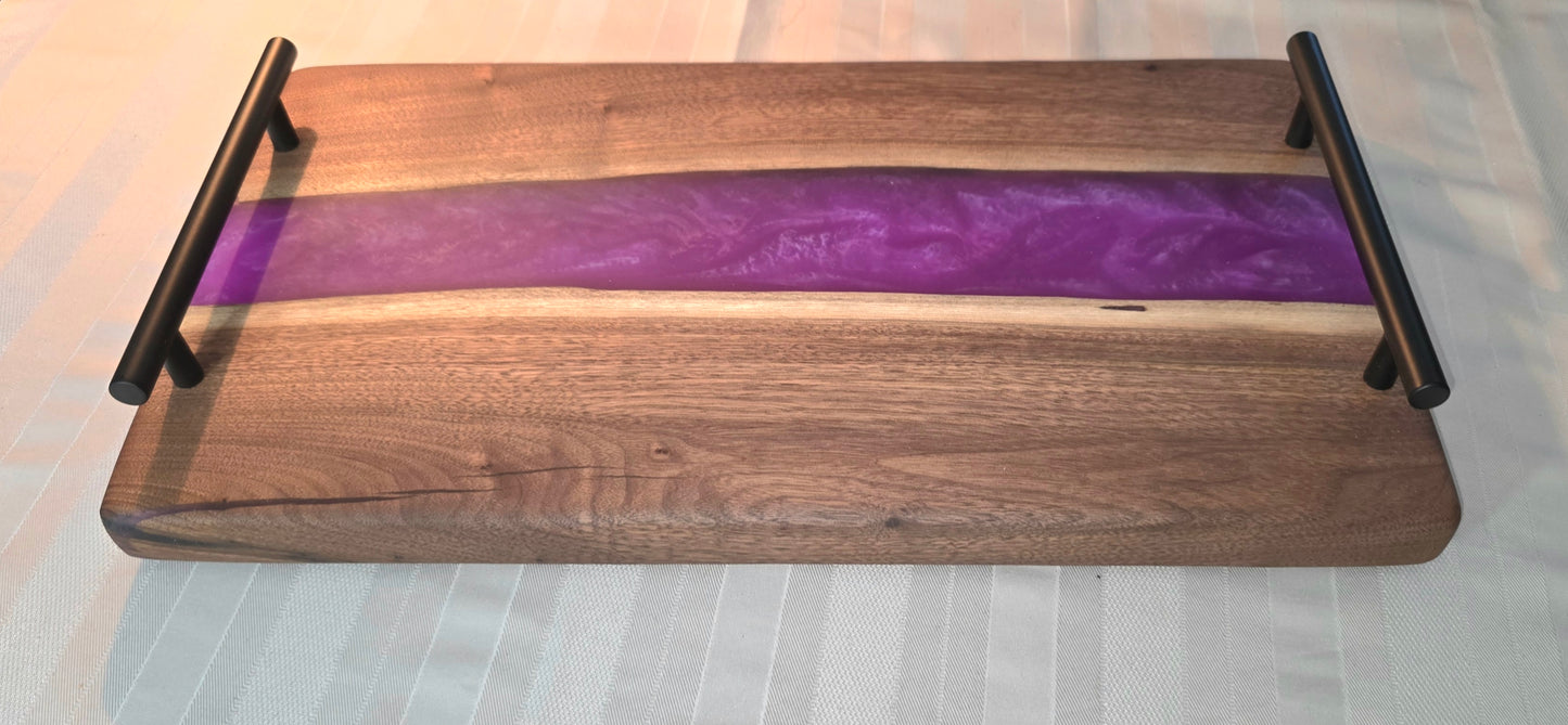 Raspberry Ripple Black Walnut Charcuterie Board - Handmade with Love