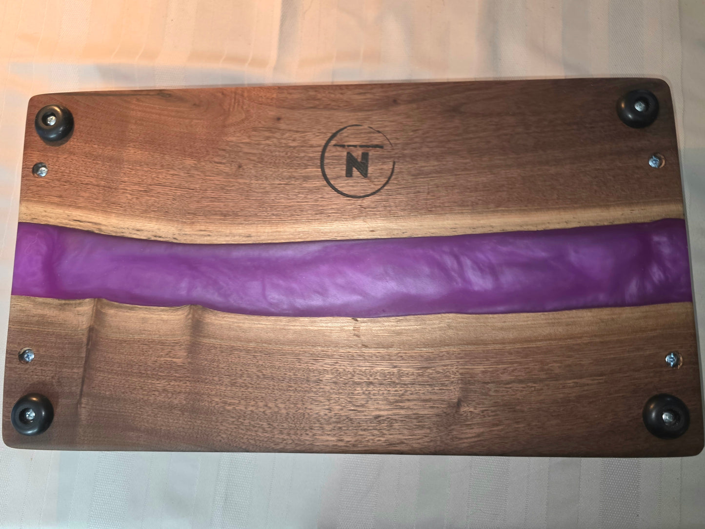 Raspberry Ripple Black Walnut Charcuterie Board - Handmade with Love