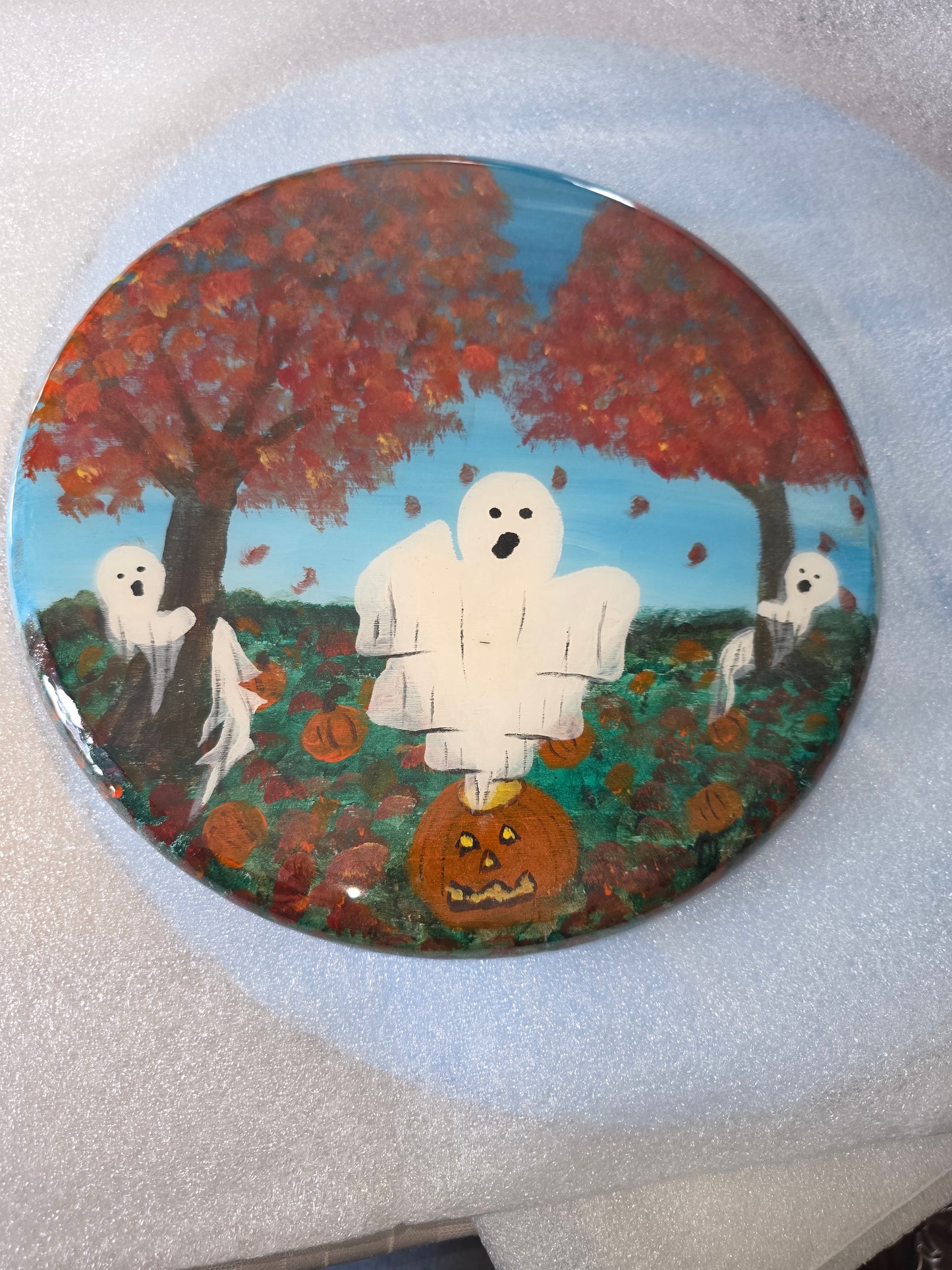 Pumpkin Patch Haunting – Hand Painted Ghost Scene