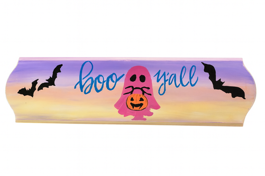 Haunted Greetings – Boo Y’all Ghost & Bat Birch Sign