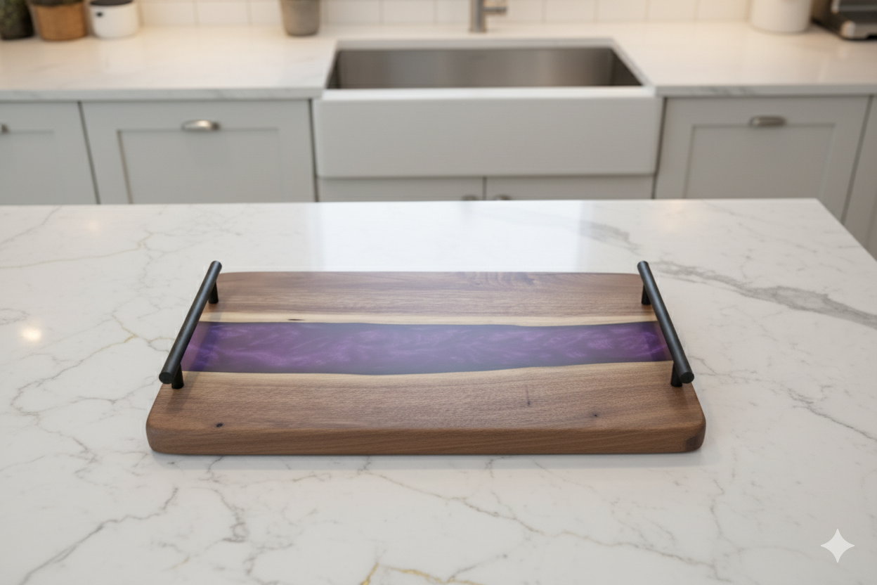 Raspberry Ripple Black Walnut Charcuterie Board - Handmade with Love