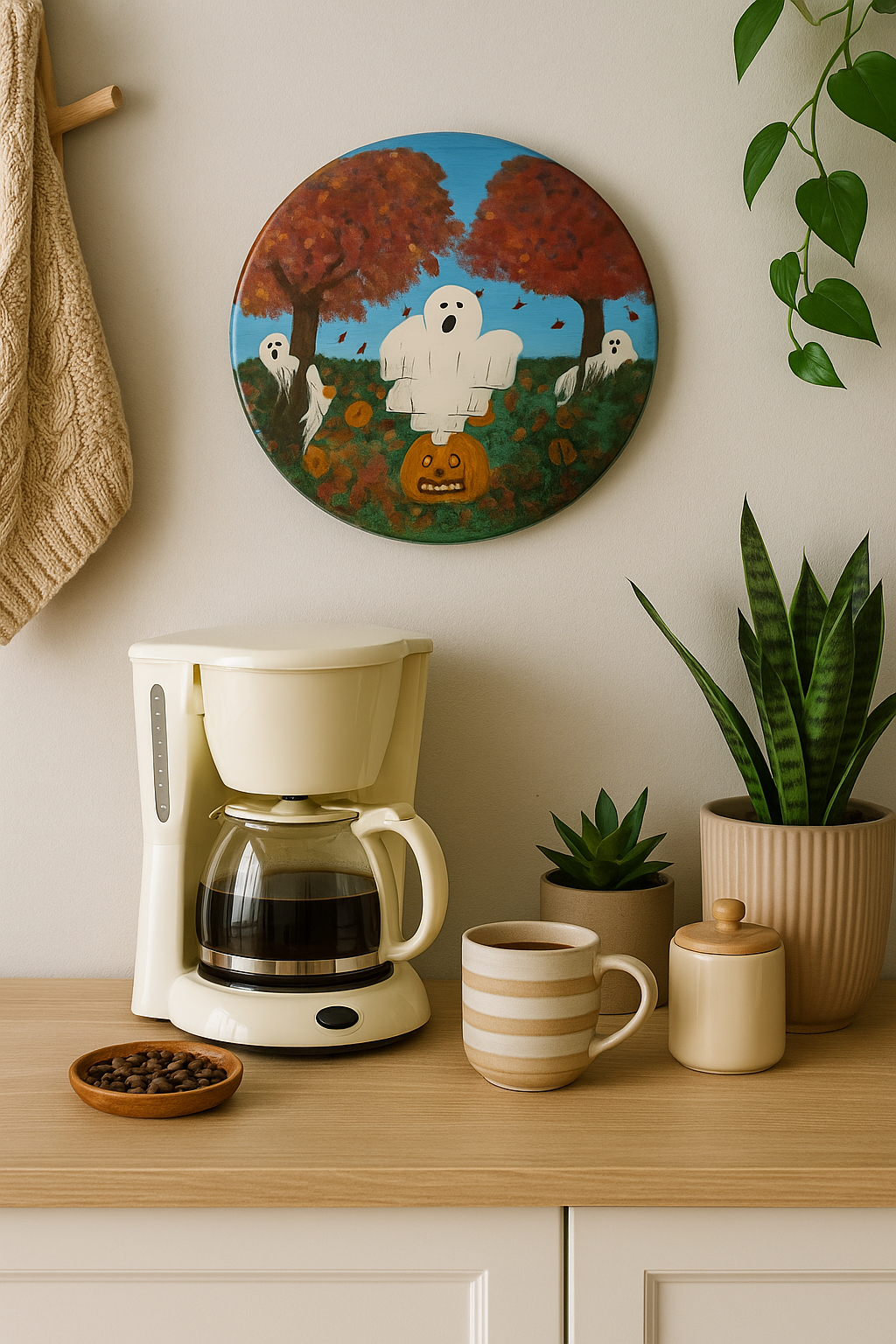 Pumpkin Patch Haunting – Hand Painted Ghost Scene