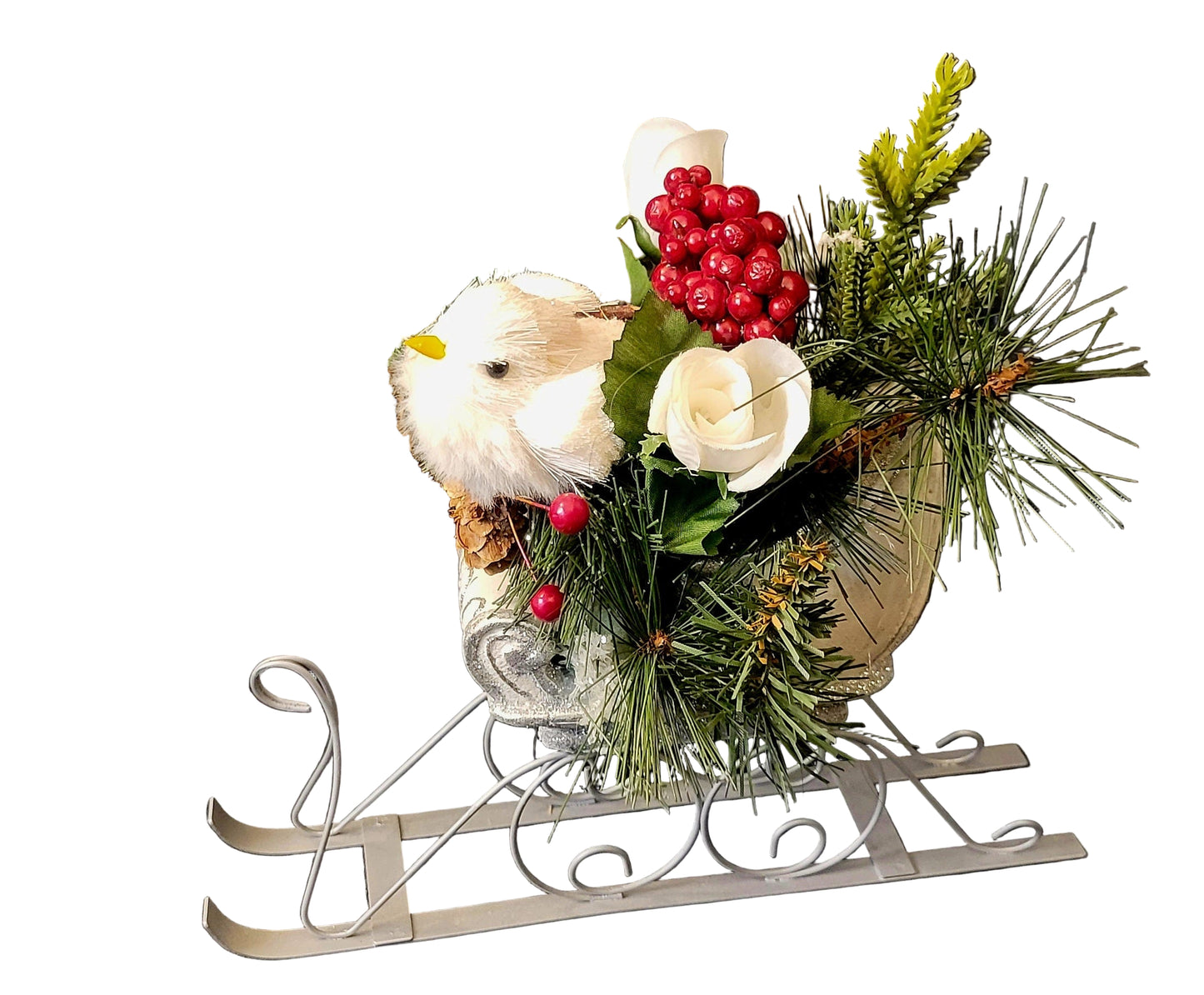 Winter Elegance Chickadee Sleigh Display