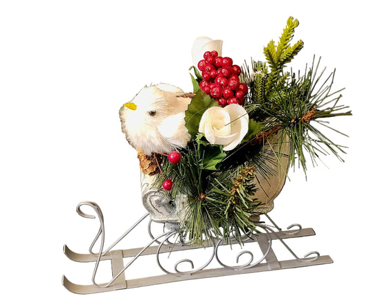 Winter Elegance Chickadee Sleigh Display