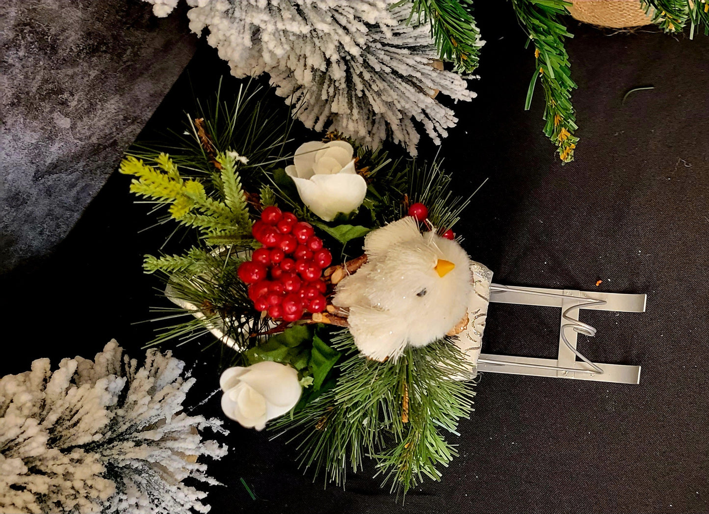 Winter Elegance Chickadee Sleigh Display