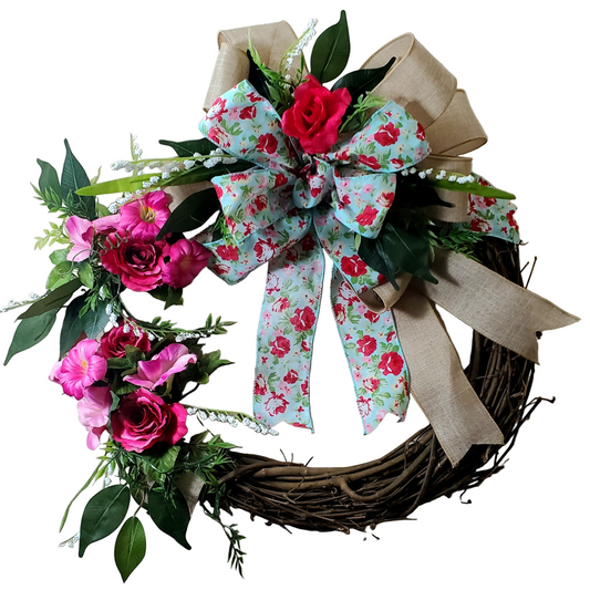 Blossom Lane – Handmade Floral Grapevine Wreath