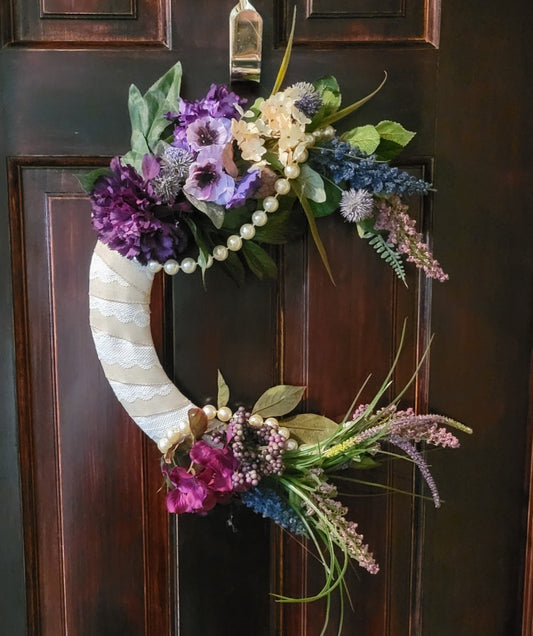 Burlap and lace moon wreath