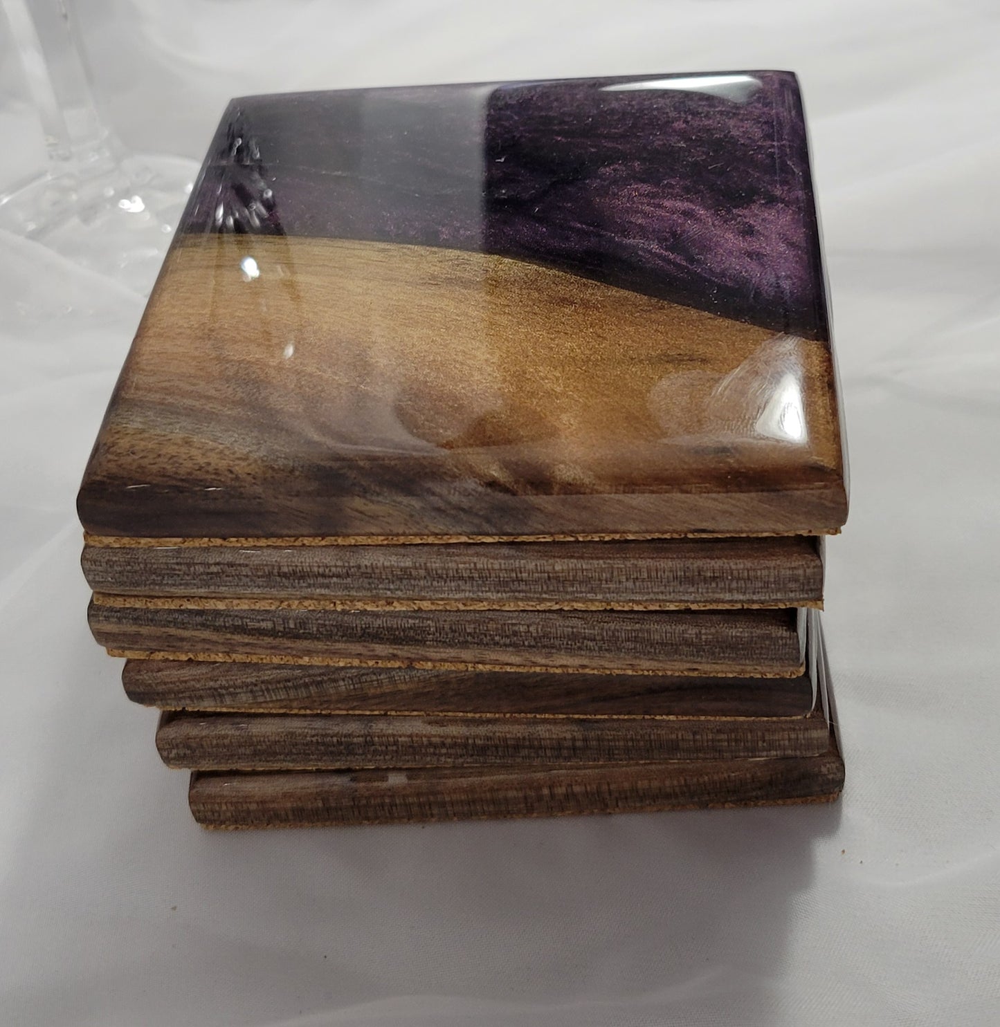 Royal Plum Black Walnut Coaster Set