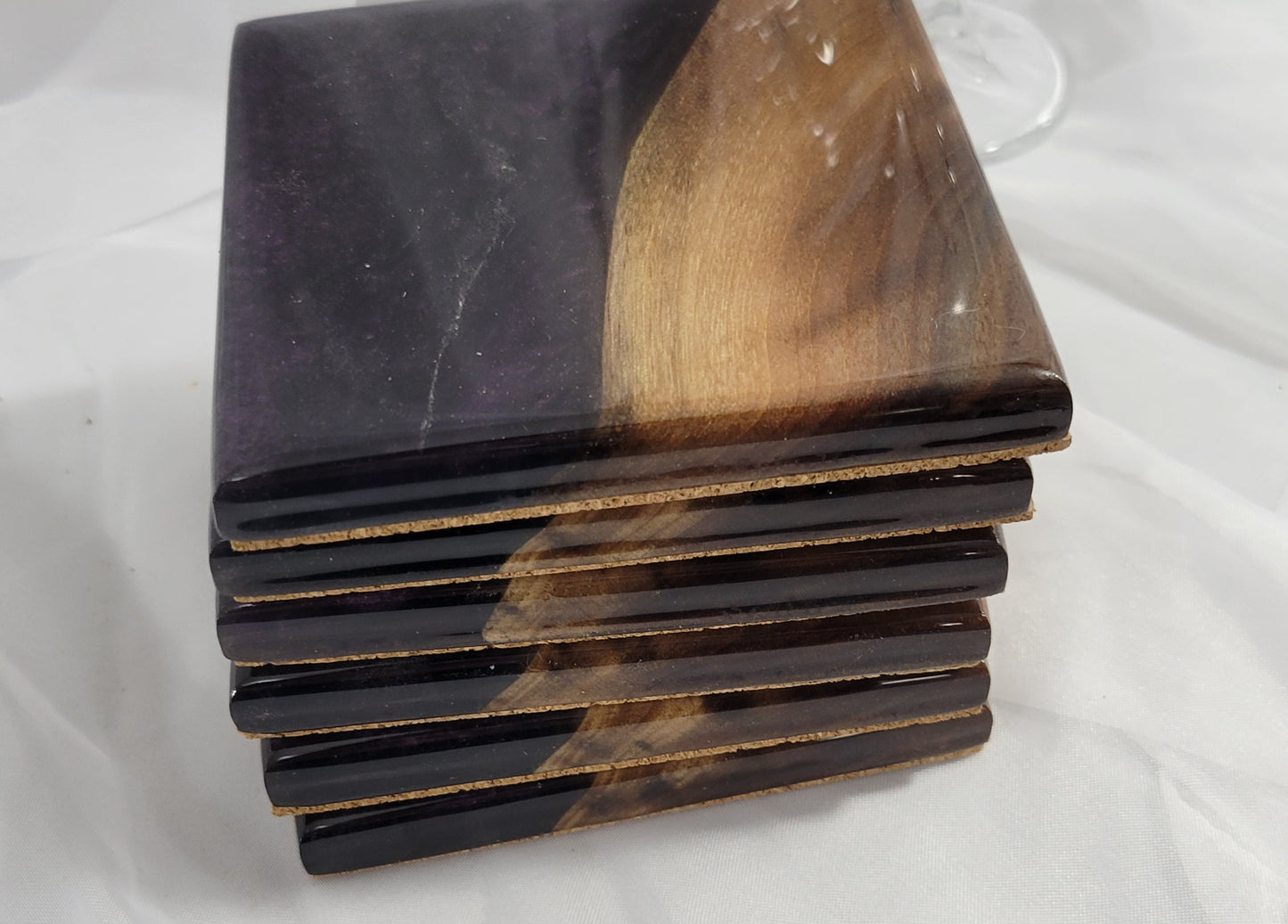 Royal Plum Black Walnut Coaster Set