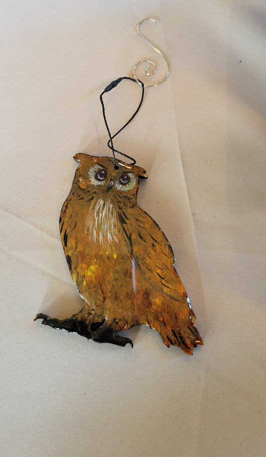 Owl About Autumn: Hand-Painted Owl Ornament, Handmade