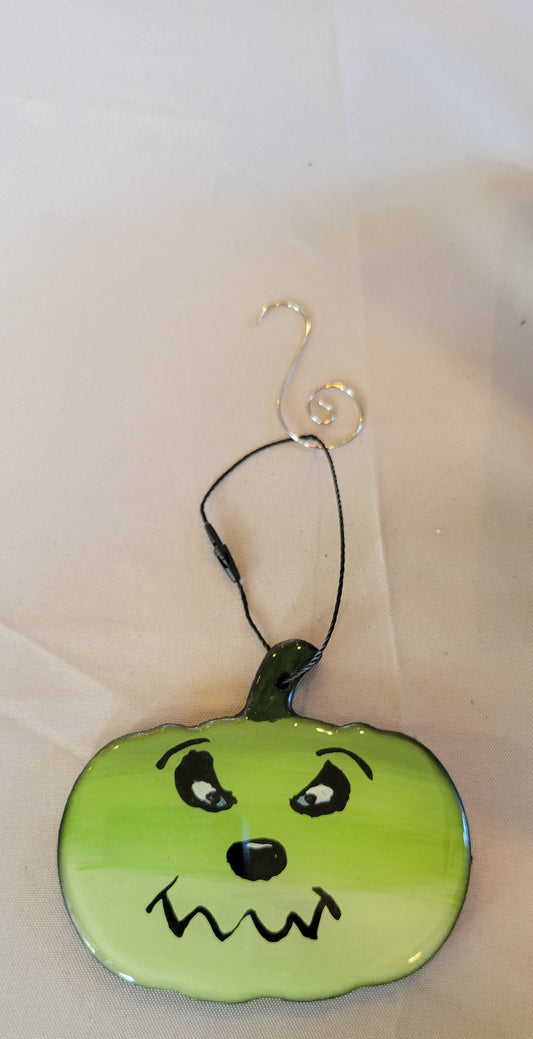 Wicked Grin Green Pumpkin Ornament – Handmade!