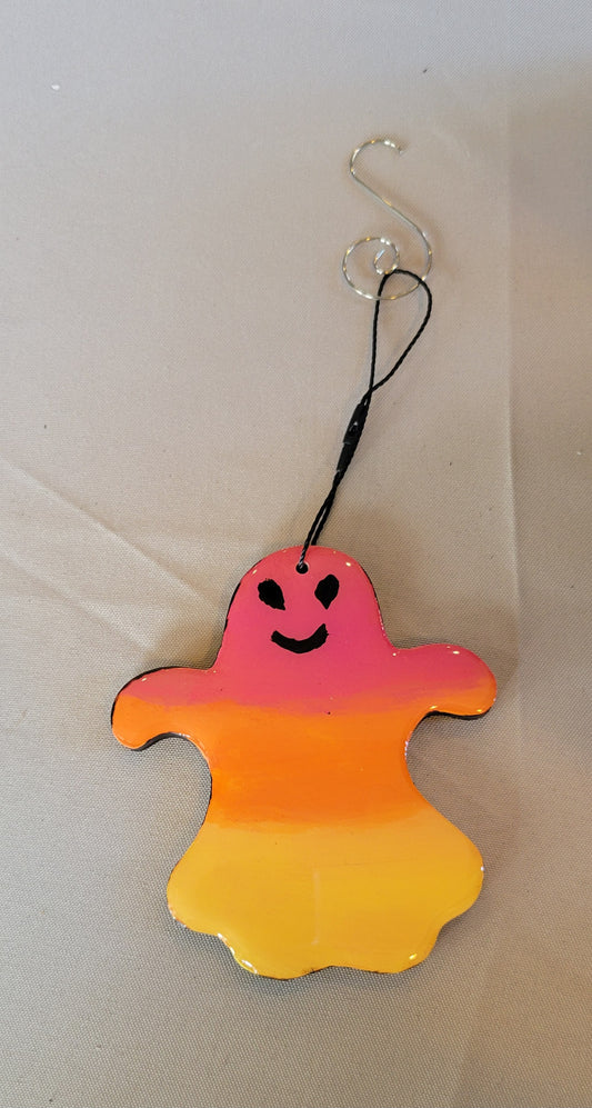 Candy Corn Ombre Ghost Ornament – Handmade Spooky Fun!