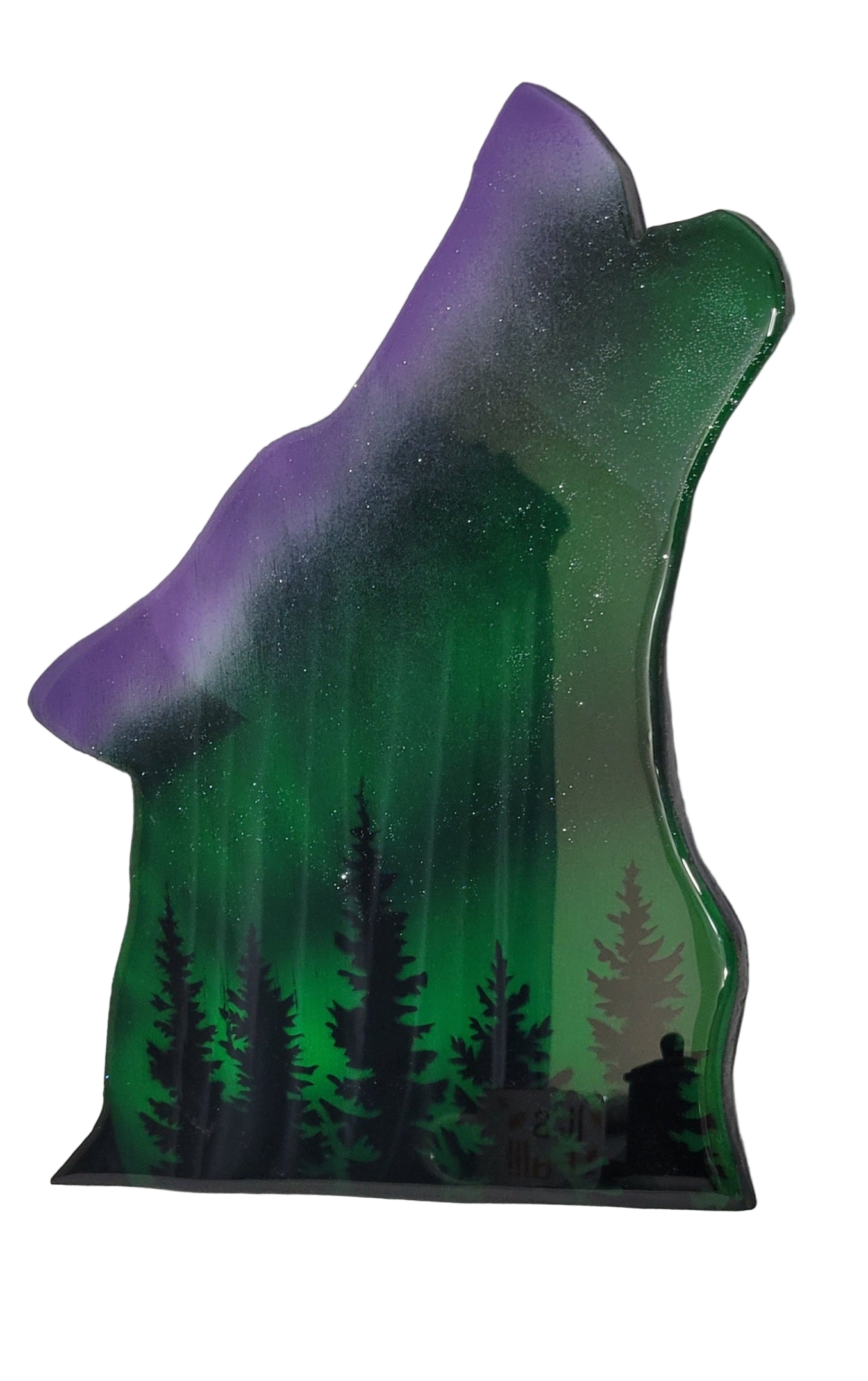 Northern Howl Majesty – Handmade Aurora Borealis Wolf Head Art