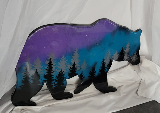 Roaming the Northern Lights!-Aurora Borealis Bear Handmade –