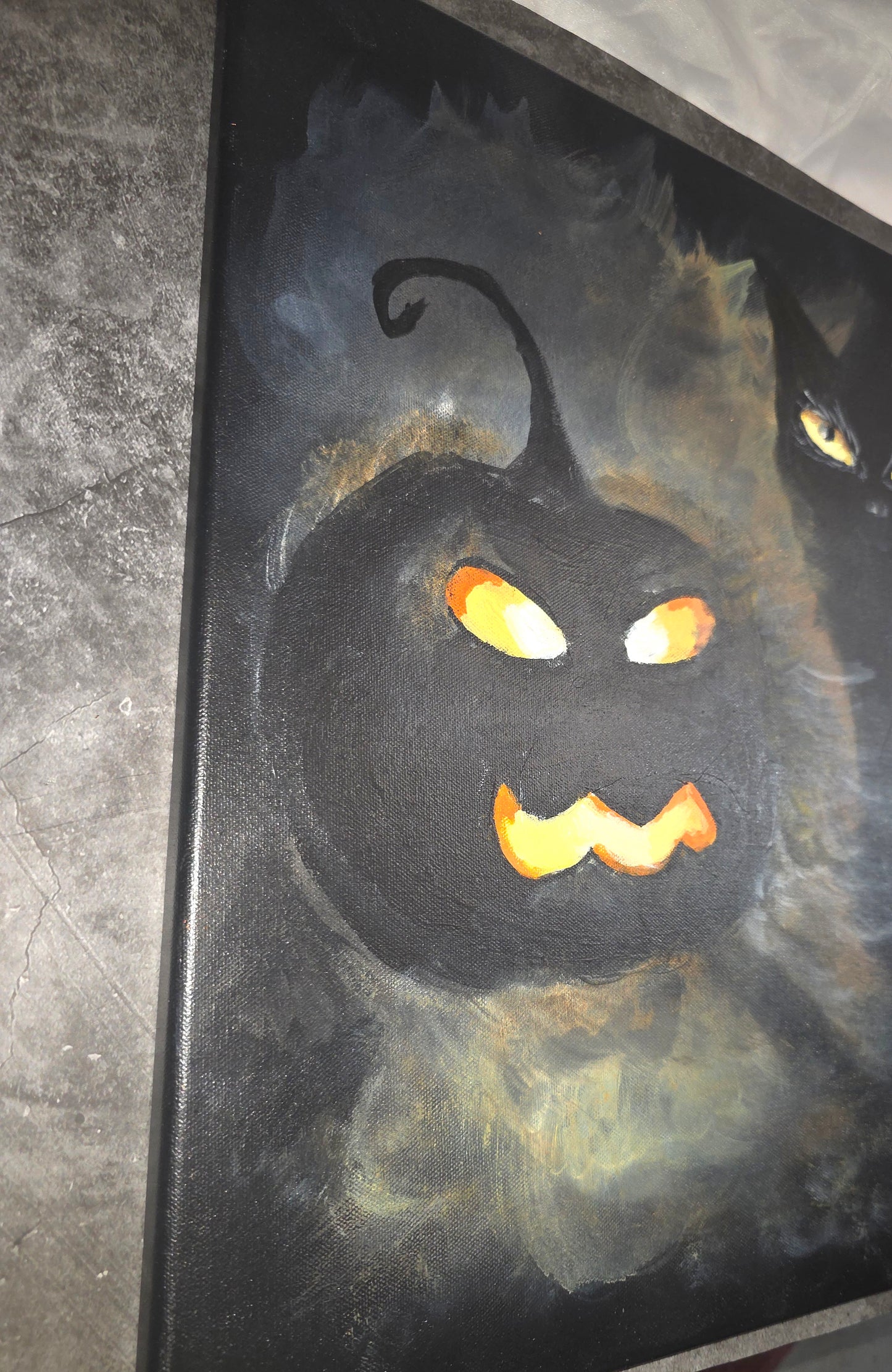 Autumn Watch – Cat & Pumpkin Canvas | Nightshade Nook Decor
