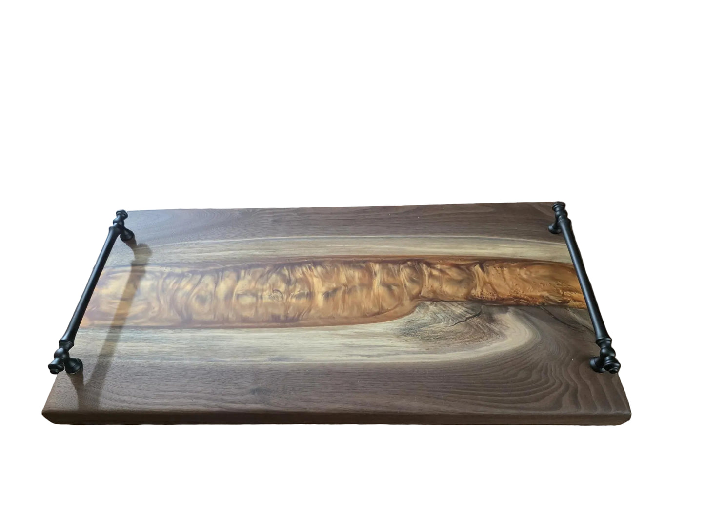 Copper Current – Black Walnut Charcuterie Board with Resin River