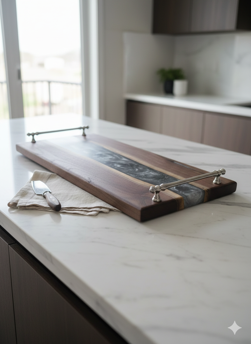 Silver Channel – Black Walnut Charcuterie Board