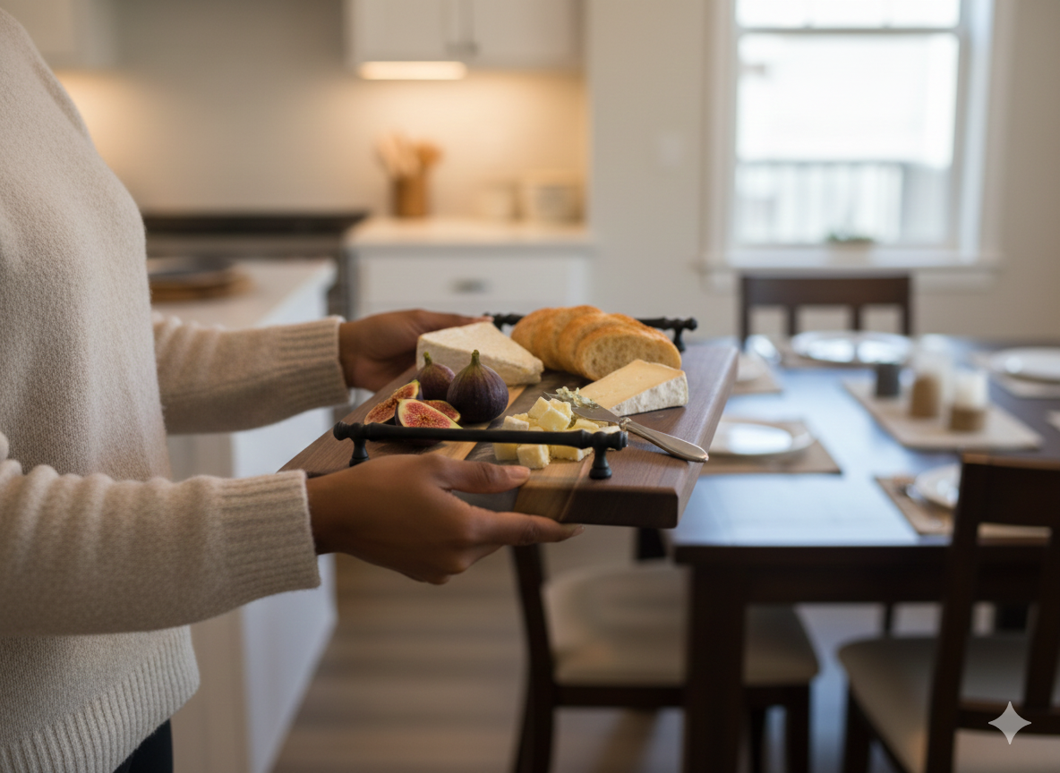 Silver Current – Black Walnut Charcuterie Board with Resin River