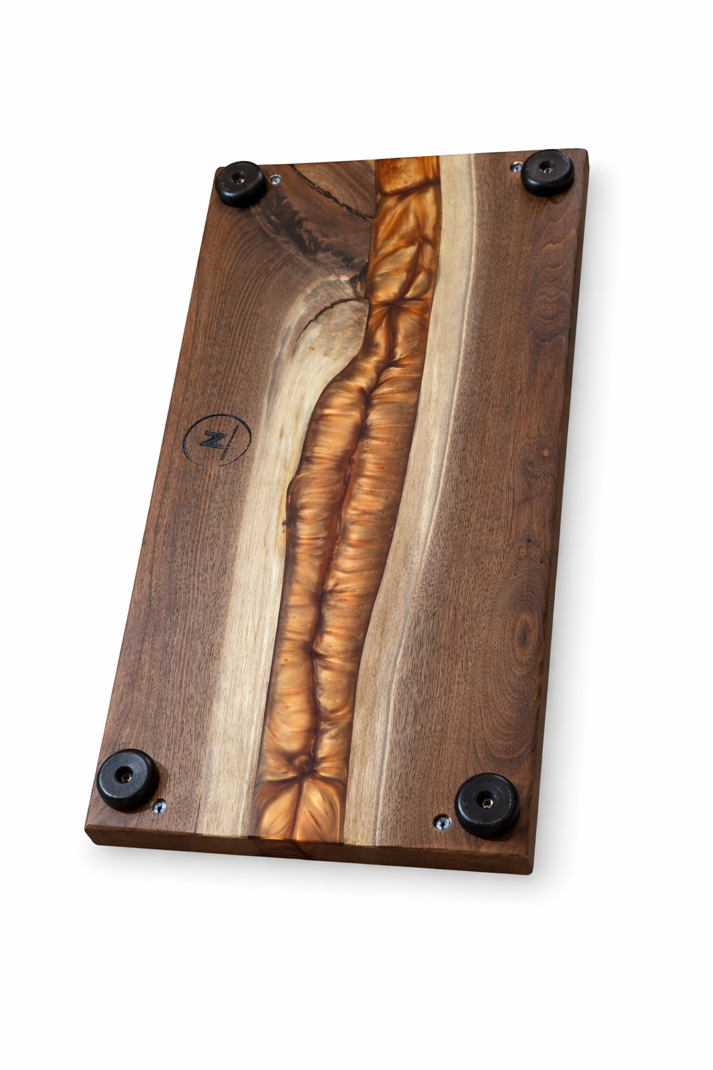 Copper Current – Black Walnut Charcuterie Board with Resin River